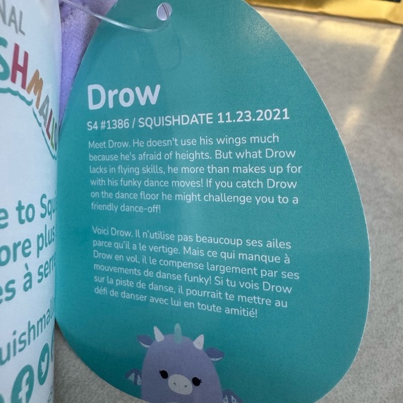 Squishmallows Drow Purple Dragon 3.5 inches - Picture 4 of 4